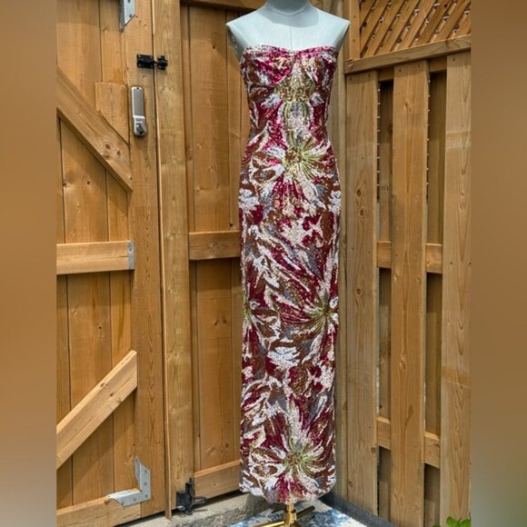 🆕 BRONX & BANCO 🧿 NWOT Dahlia Fuchsia Multi Sequin Maxi Dress, Sz XS US 2 - Picture 4 of 15